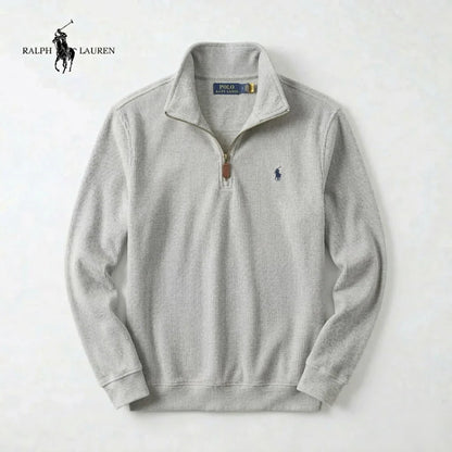 Jersey de hombre RL de algodón suave con cuello alto con cremallera y manga larga