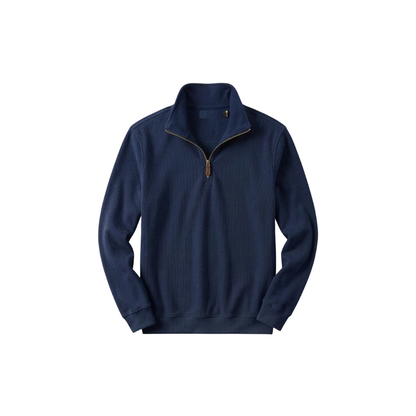 RL Herrenpullover aus Weicher Baumwolle – Stehkragen mit Reißverschluss & Lange Ärmel